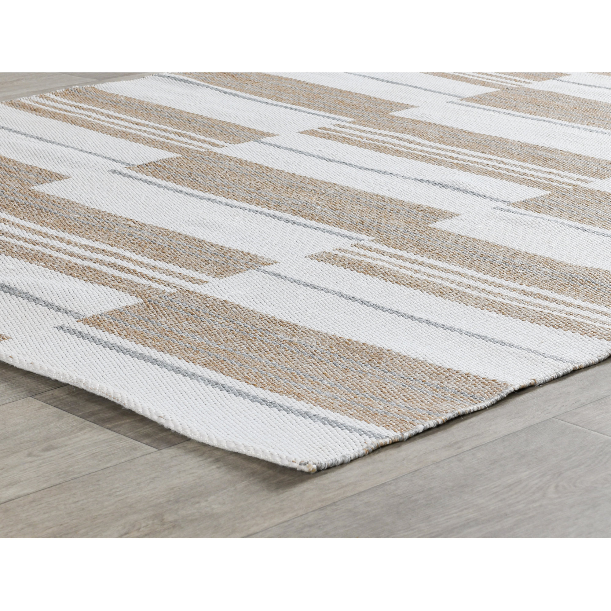 Cintra Indoor Outdoor Handwoven Stripe Ivory Area Rug, Rectangle 2' x 3'