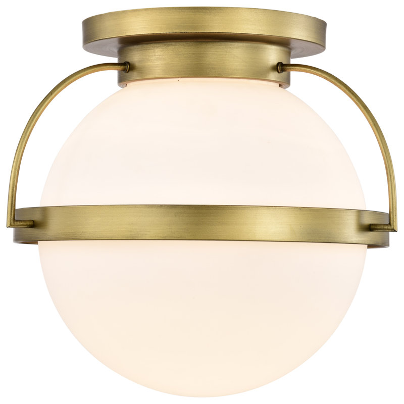 Orleans Glass Flush Mount, 15.63" H x 18" W x 18" D, Natural Brass