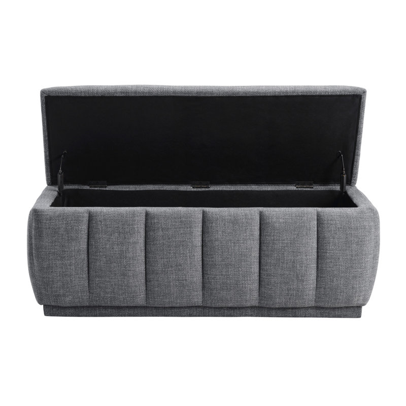 Banc de rangement gris avec contreplaqué et rembourrage en mousse