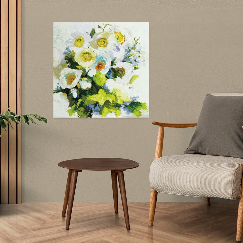Art contemporain de coquelicots et pivoines, H 24 po x l 24 po