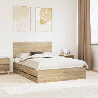 Vidaxl Bed Frame With Drawer Grey Sonoma 100 X 200 Cm Engineer Wood
