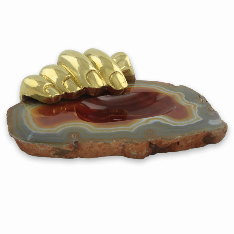 Sculpture agate bronze et caramel right main agate Zeigler