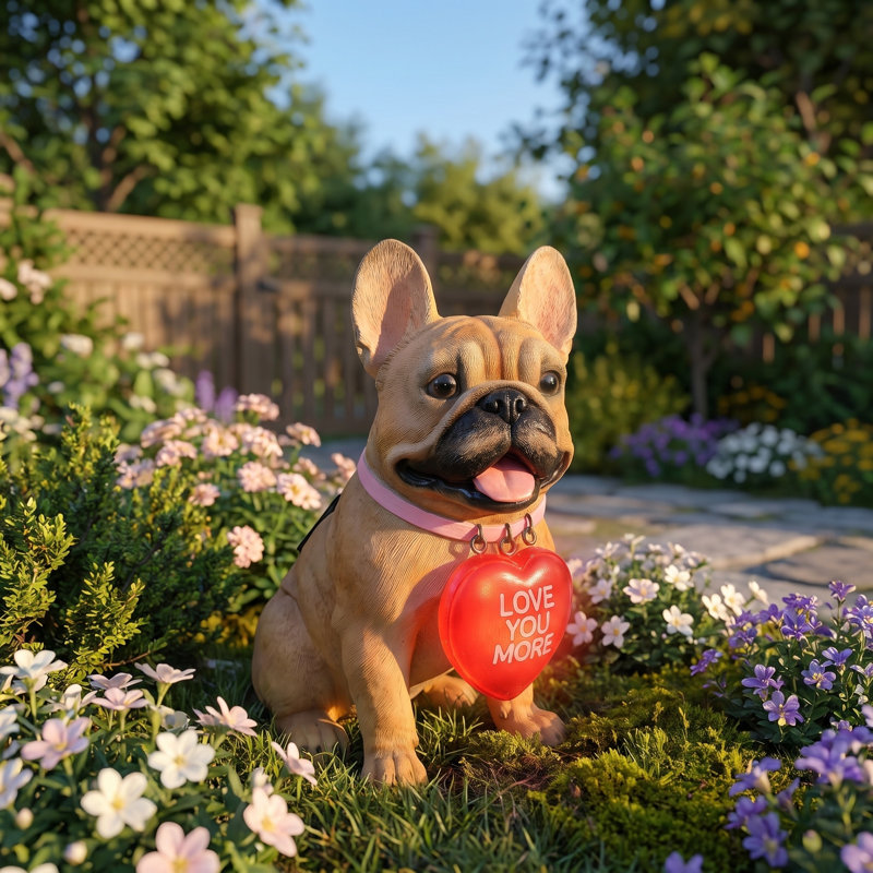 Statue solaire de bouledogue français