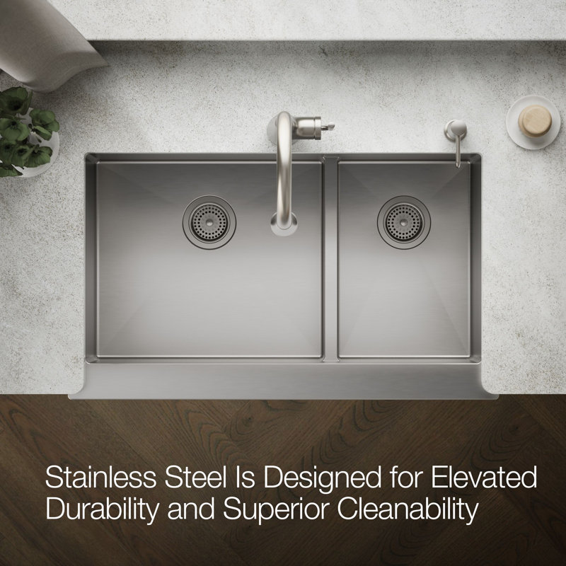 Strive 35.5" x 21.25 Self-Trimming SmartDivide Undermount Double-Bowl Kitchen Sink