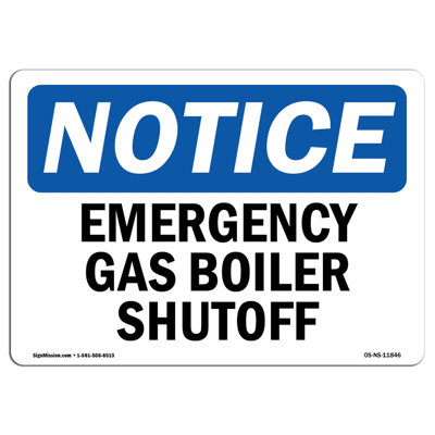 Emergency Gas Boiler Shutoff Sign