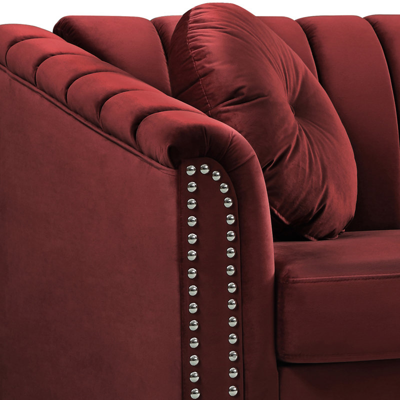 Melitta 60'' Velvet Loveseat, Red Velvet