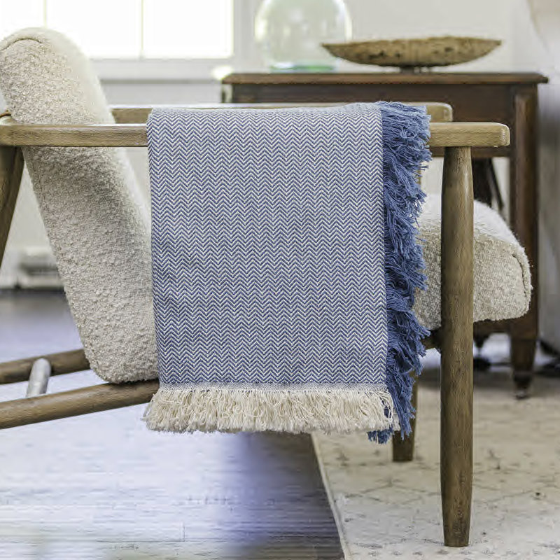 46 x 67 Woven Throw, Blue Chevron