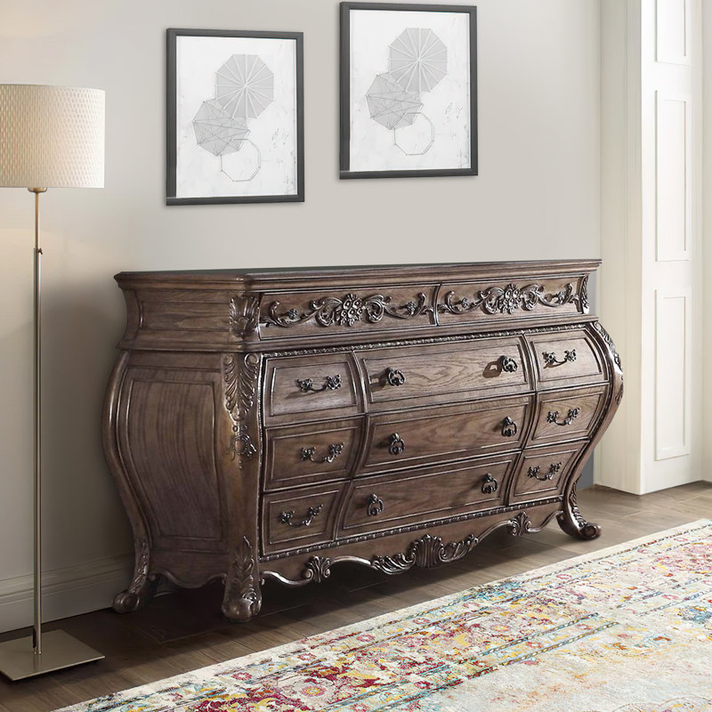 Commode double 11 tiroirs Gaerwn, Brun
