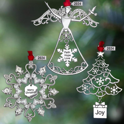 Ornements d'arbre de Noël, ornements suspendus de Noël en métal pour arbre, décorations d'arbre de Noël, décoration suspendue, flocon de neige ange renne, cadeaux décoratifs suspendus des fêtes