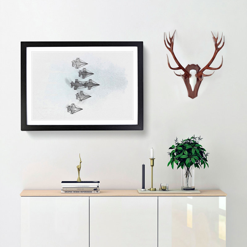 U.S. Air Force Thunderbird Jets in Abstract - Picture Frame Graphic Art Print, Black Framed, 48cm H x 65cm W x 2cm D
