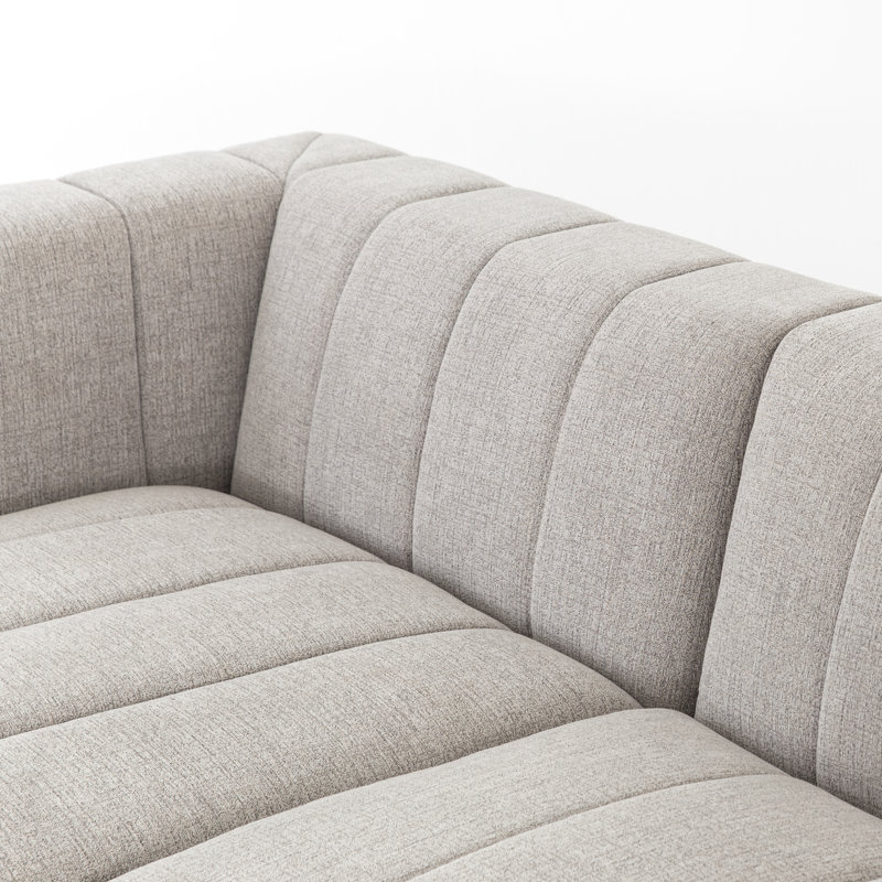 Grayson 110" Left Hand Facing Sectional with Ottoman, Left Hand Facing, Neutral Sandstone Polyester