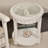 Monaco - Round End Table - Anchor Insert - Blanc Finish