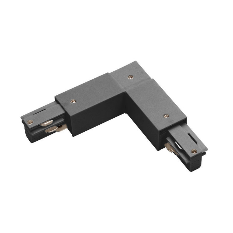 Connecteur en l avec rail, Noir, 6.5