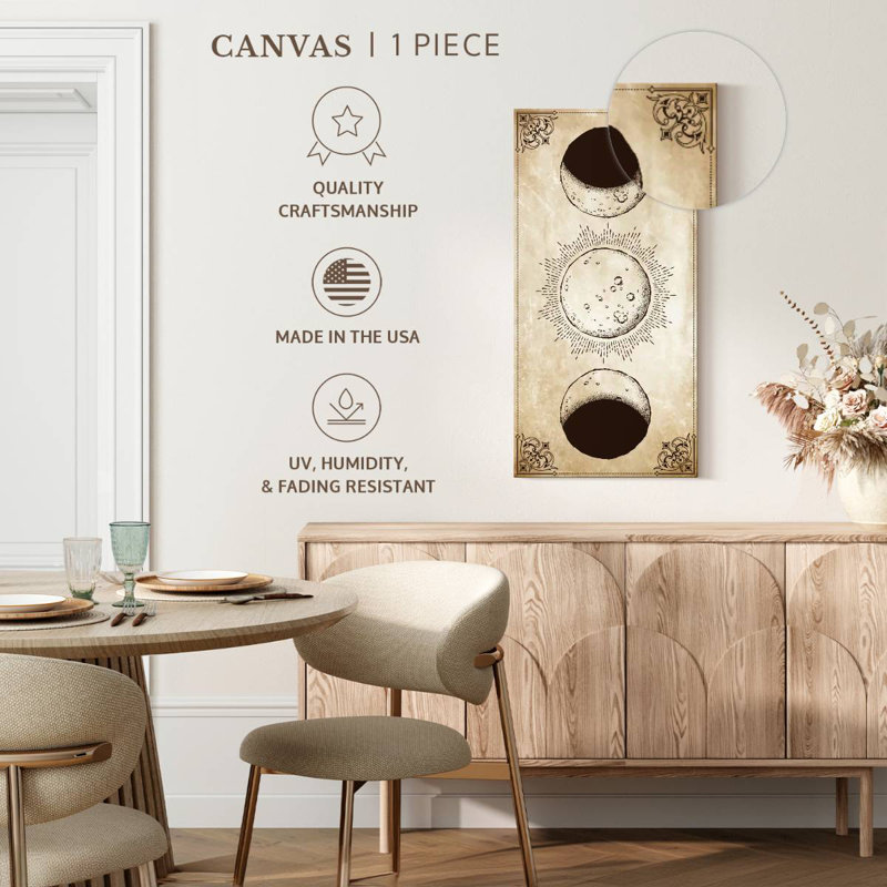 Phases de lune antiques, H 30 po x l 15 po