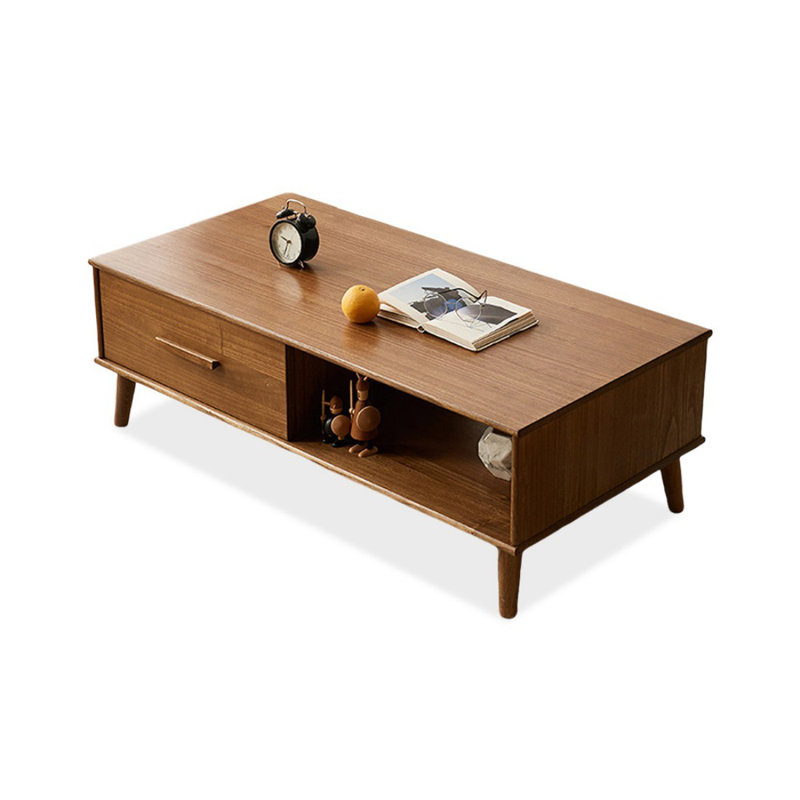 Brown Solid Wood Rectangular Coffee Table, Brown, 15.75" H x 47.24" L x 23.62" W