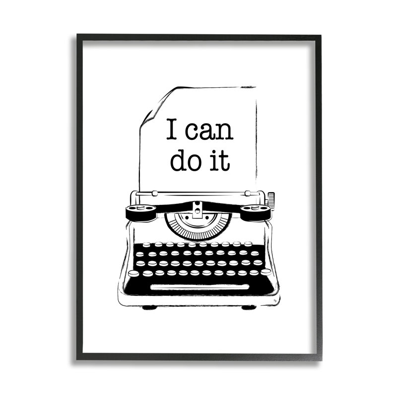 «I Can Do It Typewriter» par Martina Pavlova, Giclée encadrée noir minuit, H 20 po x l 16 po x P 1,5 po