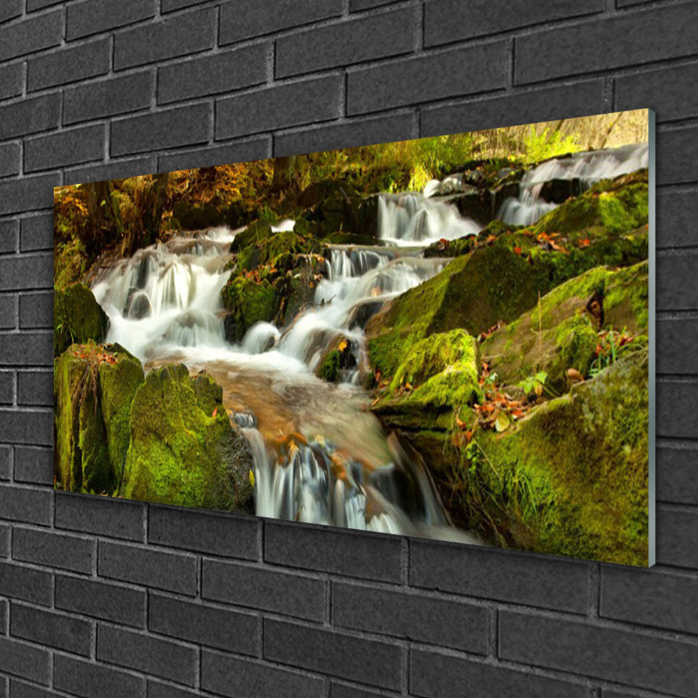 Glasbild Wasserfall Felsen Natur