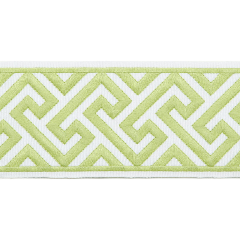 Tissu à bordure en ruban, Jaune lime / blanc