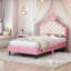 Lit princesse simple en cuir PU avec tête de lit capitonnée-1772891486