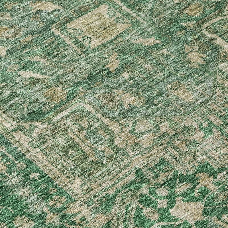 Emerald Synthetic Medallion Washable Rectangular Rug 3' x 5'
