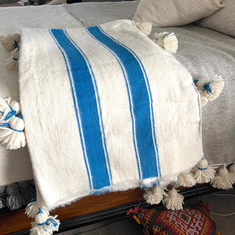 Hand Woven Throw Blanket, Turquoise