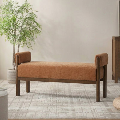 Modern Boucle Upholstered Bench Bed End Ottoman