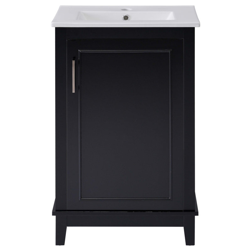 20 Inch Black Ceramic Basin Modern Bathroom Vanity Cabinet