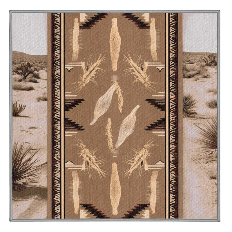 Washable Tumbleweed Trails Southwestern Area Rug, Square 7'
