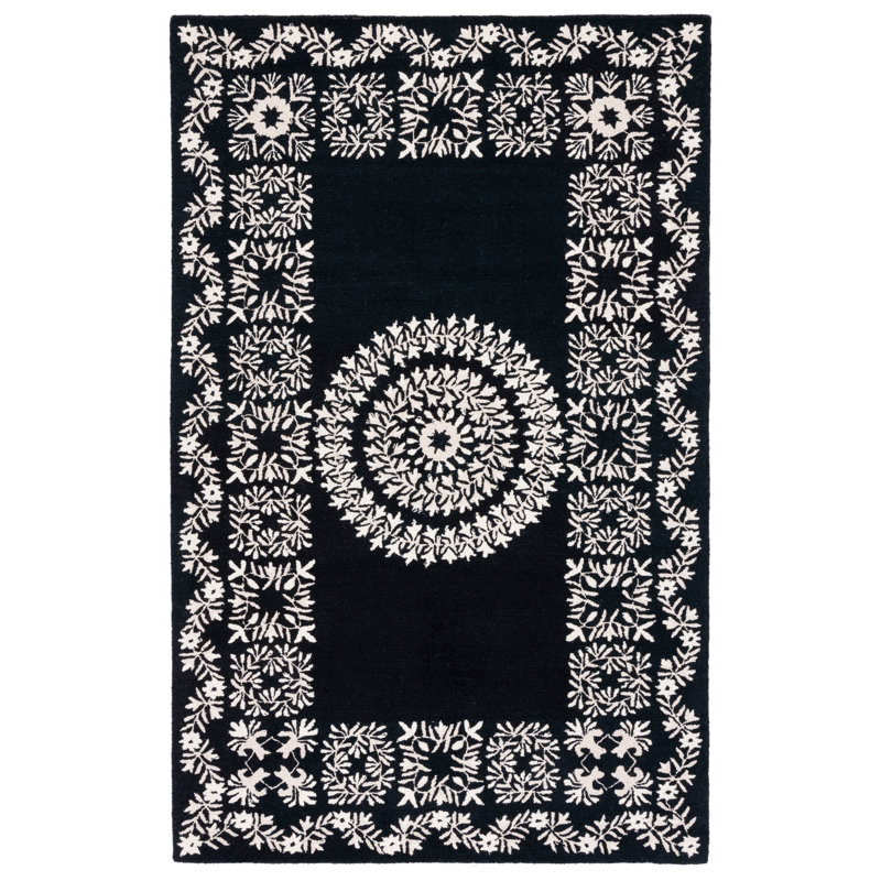 Empire Hand Tufted Indian Wool Floral Rug, Rectangle 5' x 8'