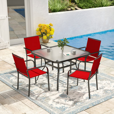 Ensemble repas pour 4 personnes avec table en verre trempé