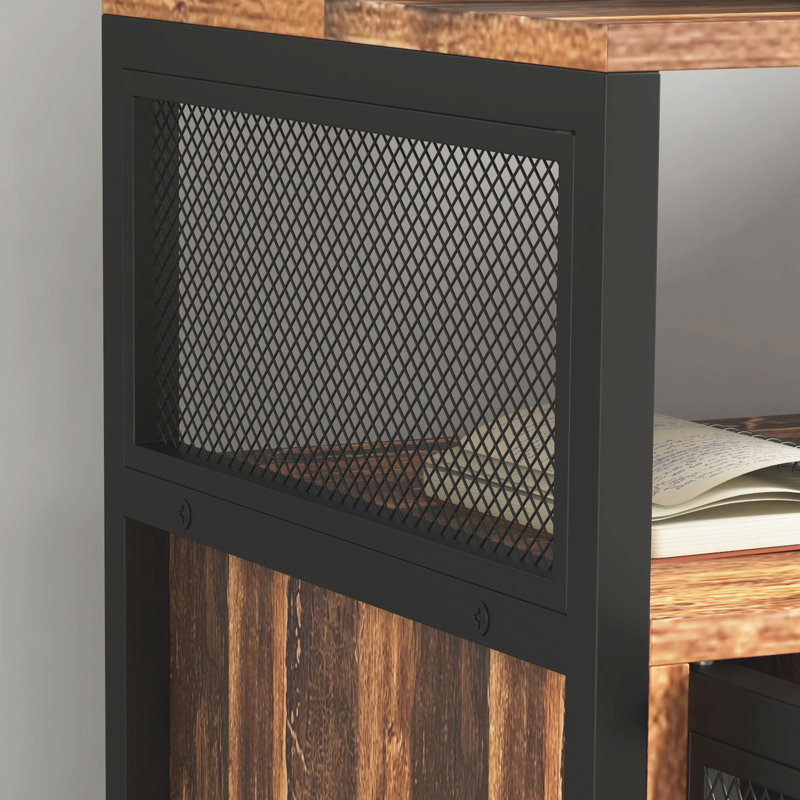 Support d'imprimante avec prises de courant, brun rustique. Rangez le matériel de bureau. Système de frein mobile. Prises de courant et ports polyvalents pour station de travail Freins. Pour différentes utilisations