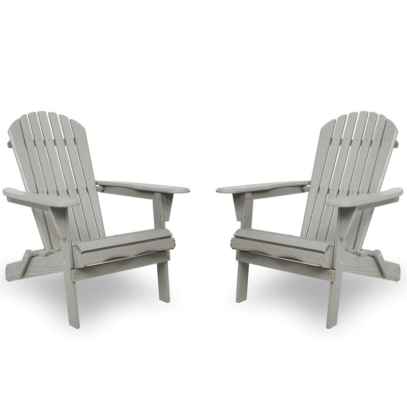 Solid Wood Backyard Seat - Gray Foldable Outdoor Chair And With Emboss, Gray