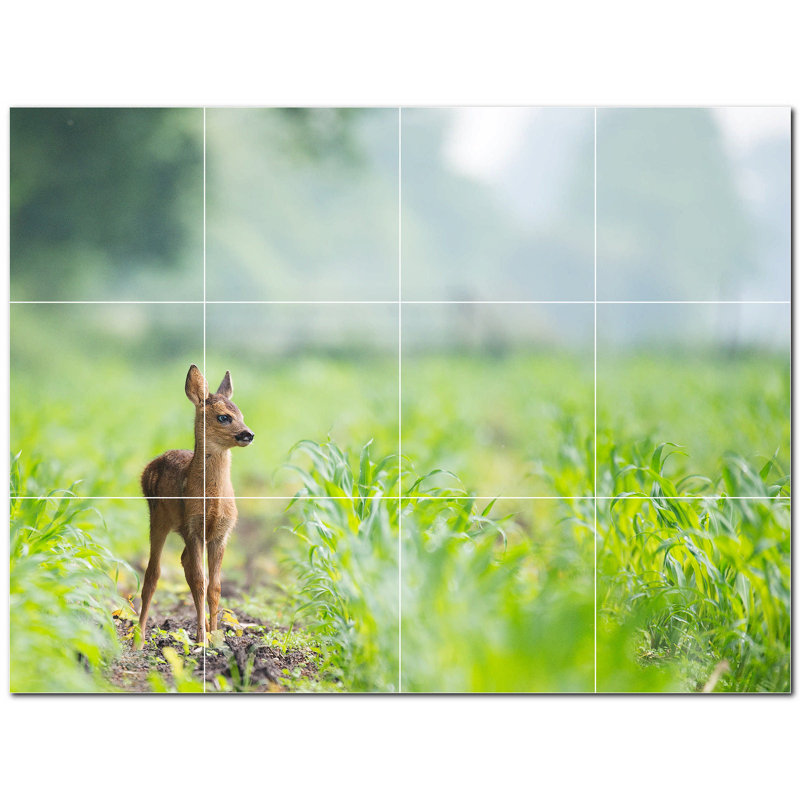 Murale décorative en céramique cerf 8 po x 8 po Deer Photo