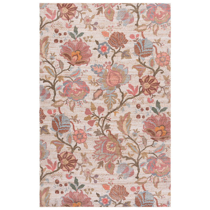 Saffron Hand Woven Jute/Sisal; Chenille; Cotton Floral Indoor Rug, 5'-0" X 8'-0" Rectangle