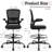 Black Ergonomic Drafting Chair - Tall Office Chair For Standing Desk With Breathable Mesh, Flip-Up Armrests & Adjustable Footrest Ring