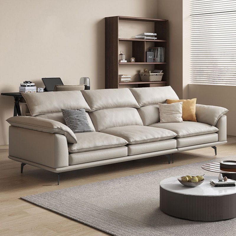 Canapé modulaire gris en cuir véritable, H 35,43 po x l 110,24 po x P 39,37 po, 4