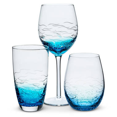 Libbey Blue All-Purpose Stemless Wine Glasses,Set of 6 