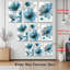 "Blue Floral", reproduction d'art sur toile, ensemble de 3-1205014098