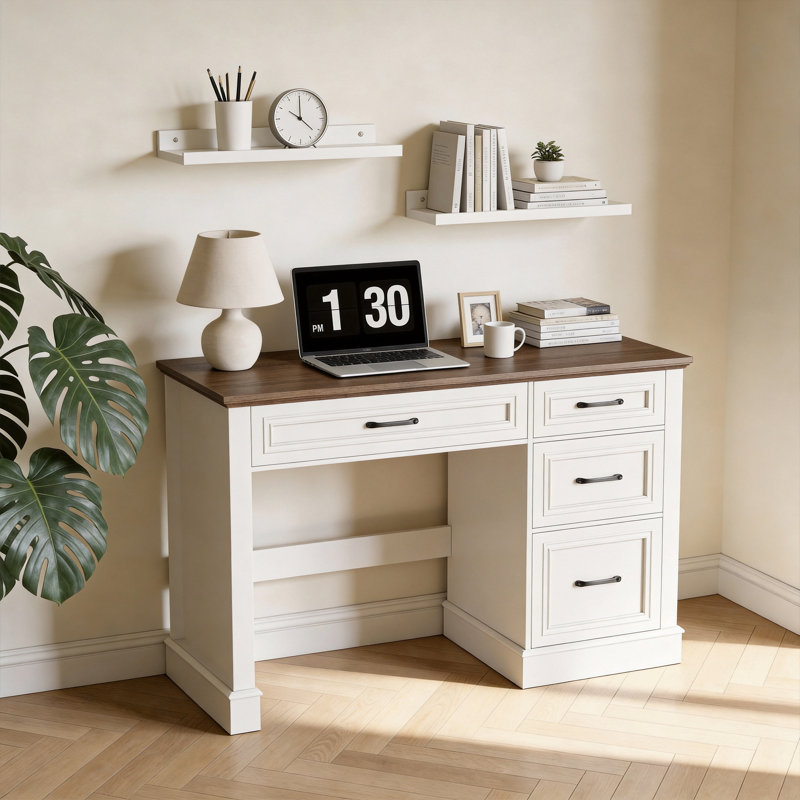 Bureau de direction 47 po avec tiroir Classeur Farmhouse, Brun