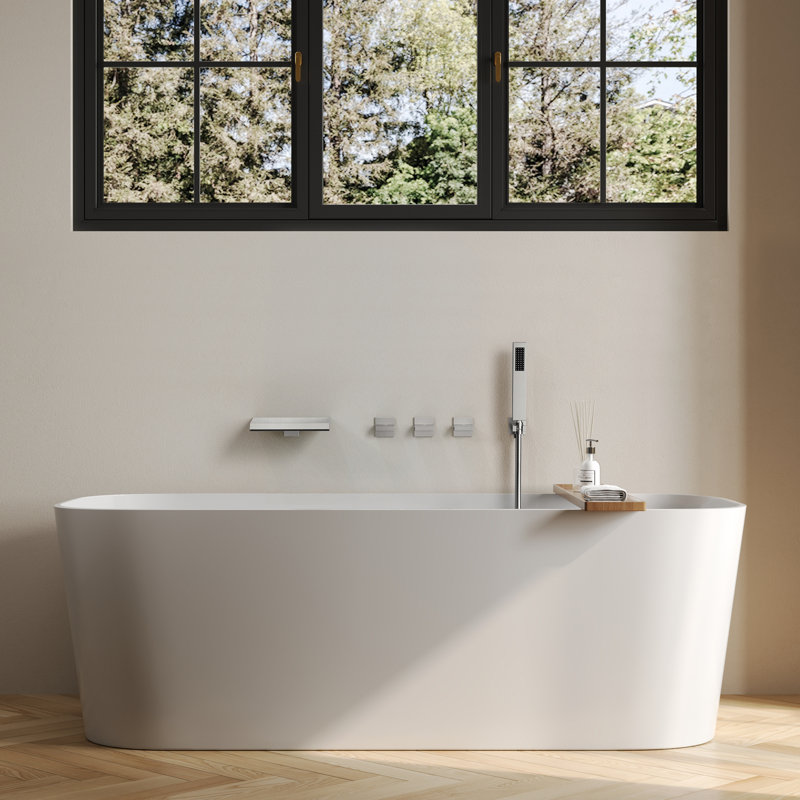 Wall Mounted Waterfall Tub Spout Bathtub Faucet with Diverter & Handheld Shower, Brushed Nickel