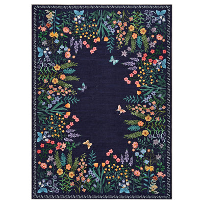 Area Rugs Washable Non-Slip Area Rug for Living Room, Bedroom, Dining Room – Soft Botanical Floral Carpet  Decorative Home Rug