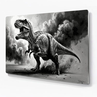 Dinosaure, art mural brun en métal