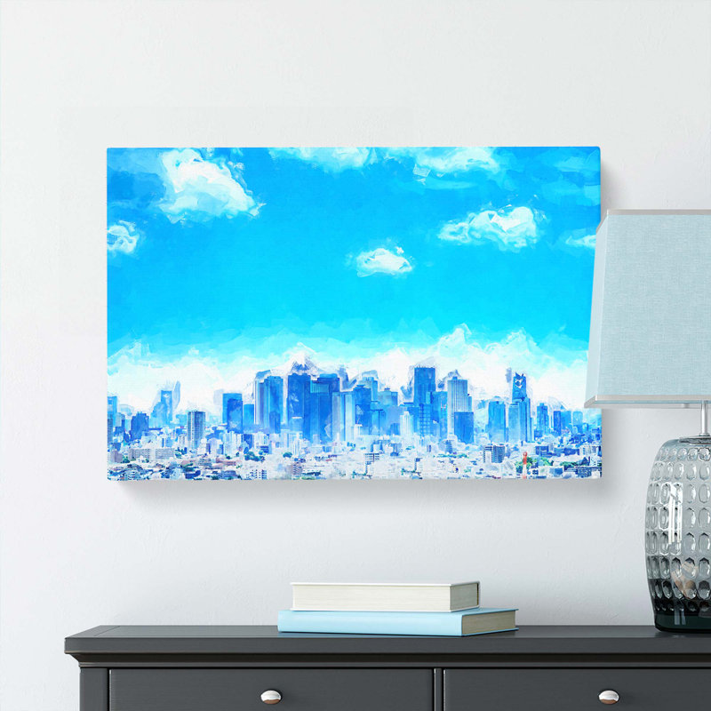 Tokyo Japan Skyline In Abstract - Wrapped Canvas Print, 50cm H x 76cm W x 3cm D