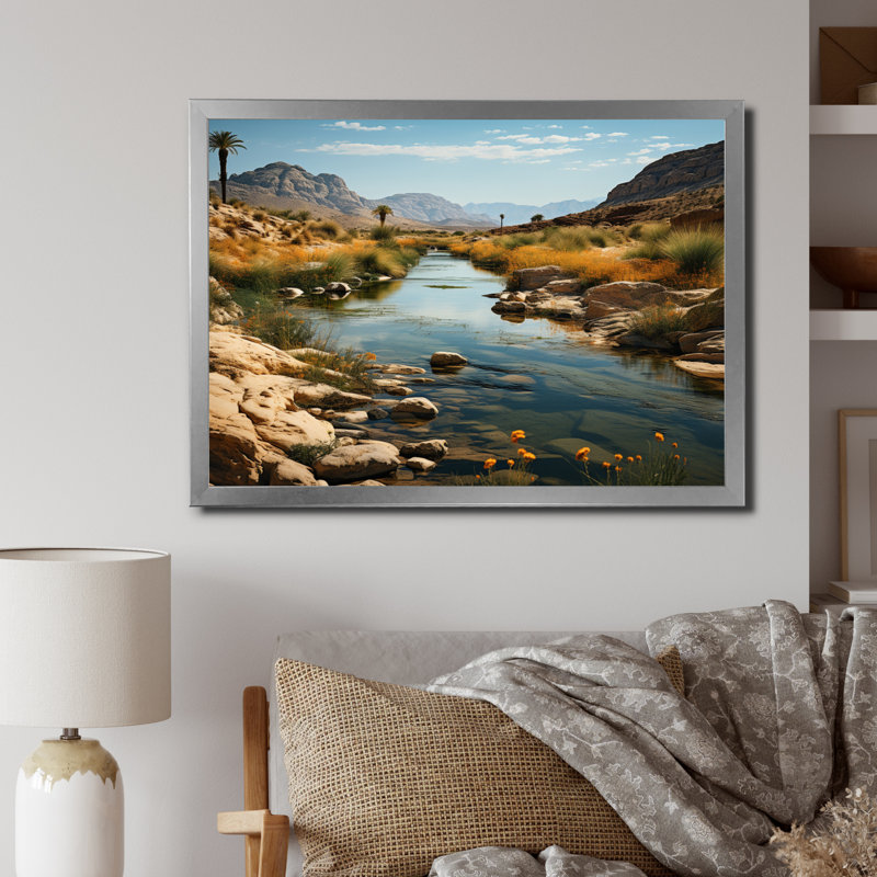 Désert oasis III sur toile, H 30 po x l 40 po x P 1,5 po, Cadre photo argenté