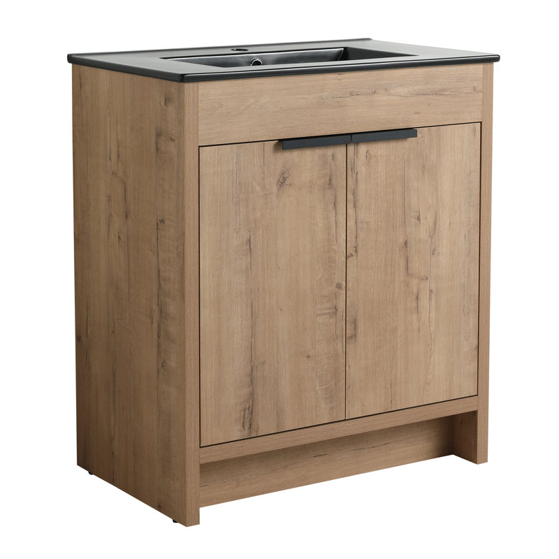 Freestanding Bathroom Vanity With Ceramic Sink And 2 Soft-Close Cabinet Doors, Accent Cabinet, 34.25" H x 30" W x 18.31" D