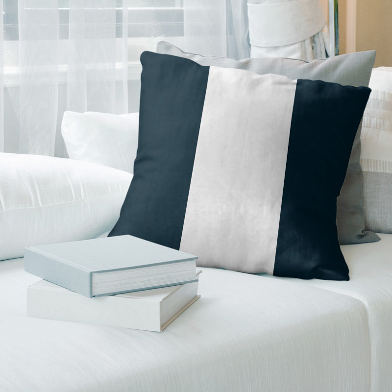 Housse de coussin, 20 po x 20 po, Bleu / Blanc, Faux lin