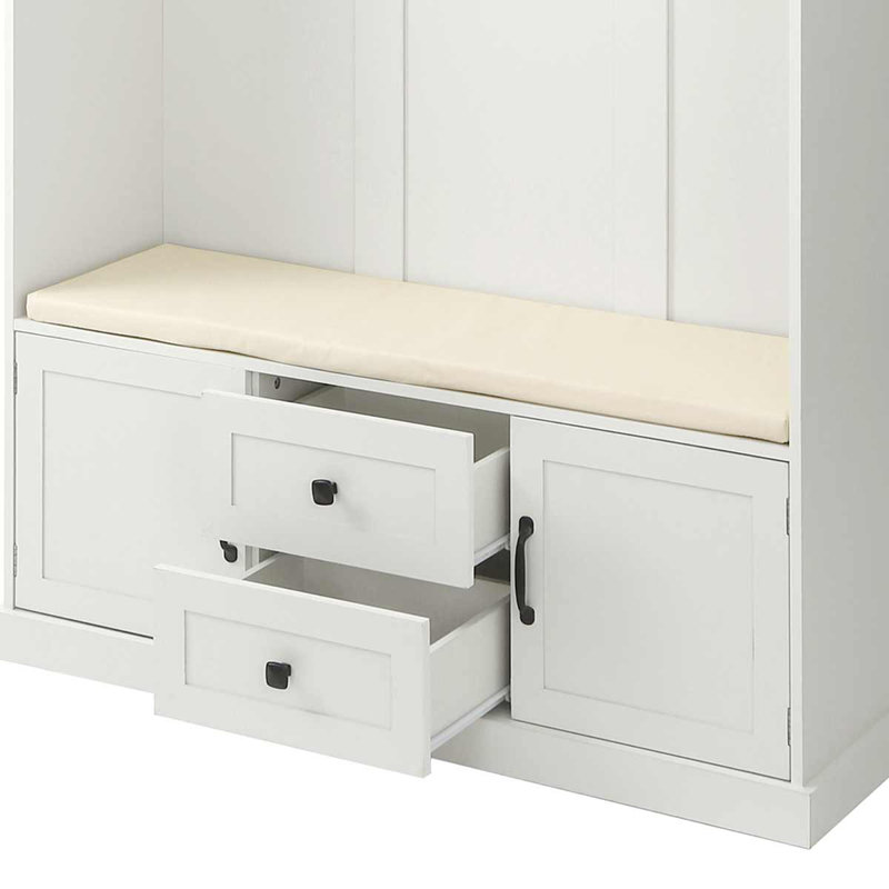 Rafkind Hall Tree with Bench  with 3 Hooks , Coat Hanger, Entryway Bench, Storage Bench, 3-in-1 Design, Beige