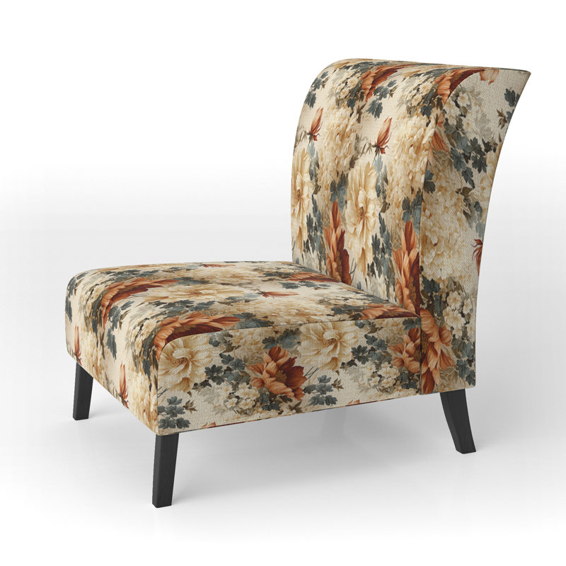 Rustic Victorian Brocade Victorian Motif - Chaise d'appoint de chalet rembourrée à motif floral