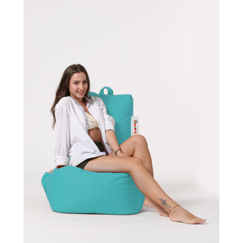 Petit fauteuil à billes, 100 % polyester turquoise