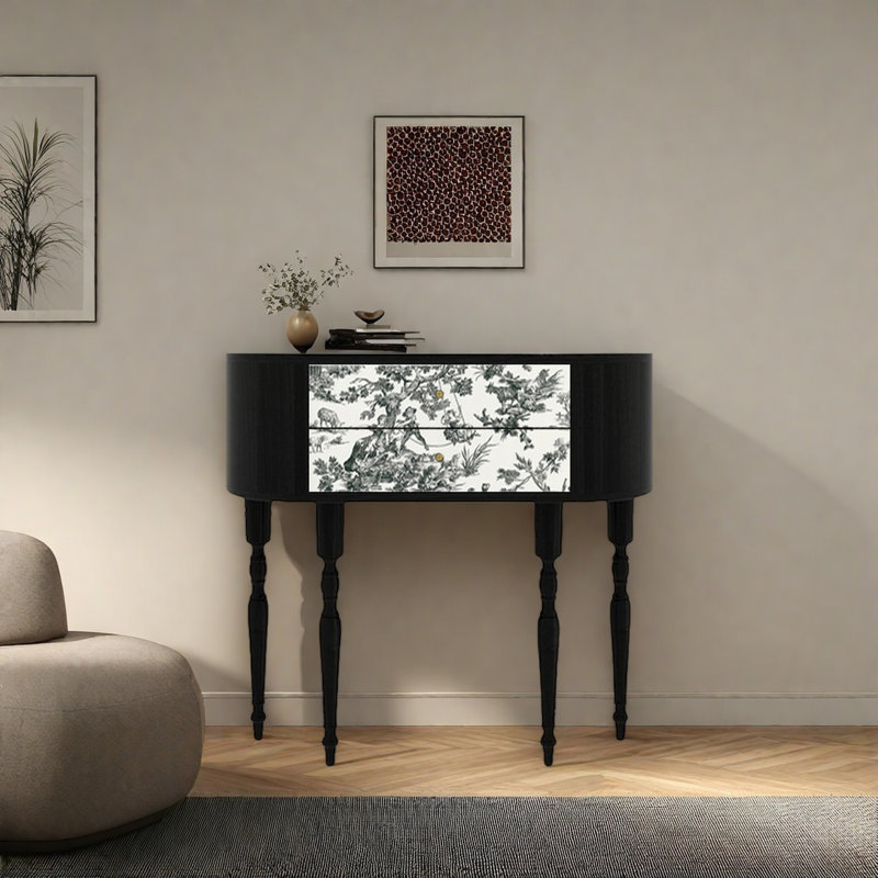 Console rétro avec 2 tiroirs, H 35,43 po x l 39,37 po x P 11,81 po
